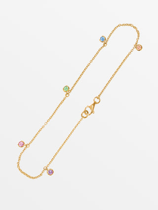 Dots Ankle Bracelet with Coloured Gemstones