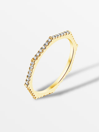 Fully Set Octagonal Stackable Ring with Diamonds