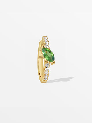 Fancy Marquise Huggies with Diamonds and Peridot