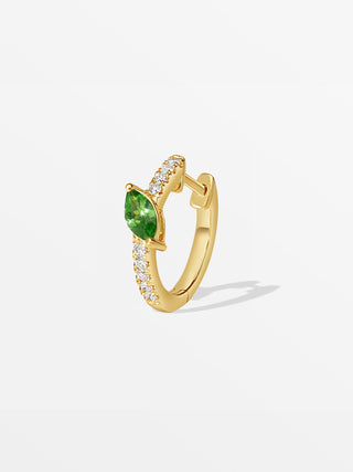 Fancy Marquise Huggies with Diamonds and Peridot