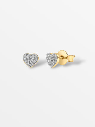 Heart Ear Studs with Diamonds