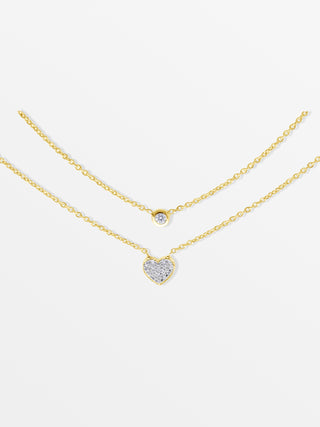 Layered Heart Necklace with Diamonds