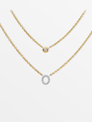 Layered Initial Necklace with Diamonds