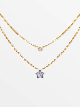 Layered Star Necklace with Diamonds