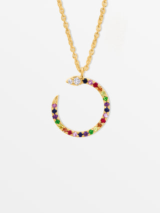 Rainbow snakey ketting met diamanten en gekleurde edelstenen