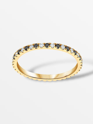 Eternity stapelbare ring met diamanten en zwarte diamanten