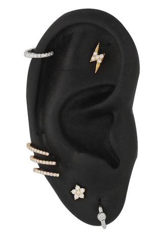 Lightning Bolt Ear Studs with Diamonds