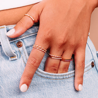 Stackable Bar Ring with Pink Sapphires
