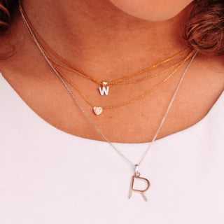 Layered Heart Necklace with Diamonds