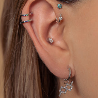 Floral Ear Studswith Diamonds