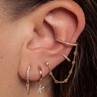 Single Oval Ear Cuff with Chain