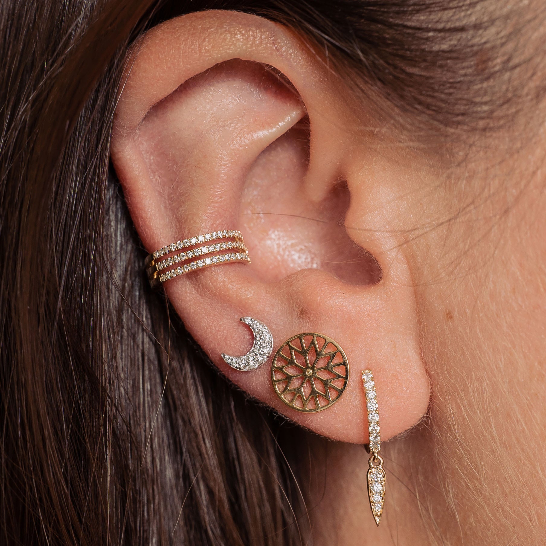 Half Moon Earrings with Diamonds Culet Jewellery