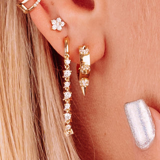 Floral Ear Studswith Diamonds