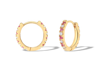 Eternity Midi Huggies with Diamonds & Pink Sapphires