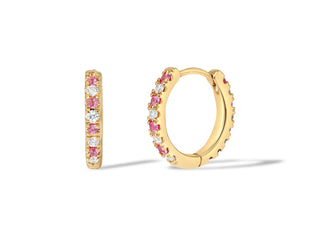 Eternity Midi Huggies with Diamonds & Pink Sapphires