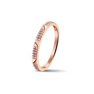 Studs Stackable Ring with Diamonds