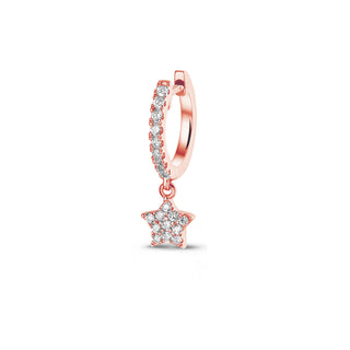 Full Sparkle Dangle Star Huggies with Diamonds