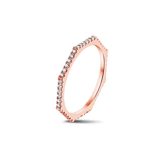 Fully Set Octagonal Stackable Ring with Diamonds