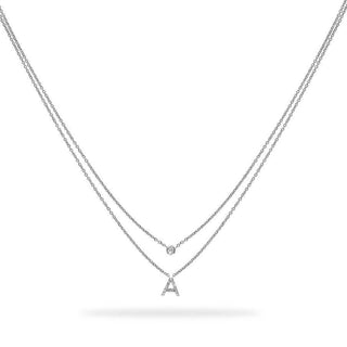 Layered Initial Necklace with Diamonds