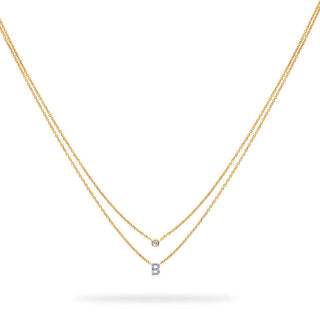 Layered Initial Necklace with Diamonds