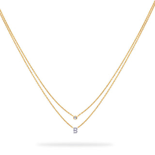 Layered Initial Necklace with Diamonds