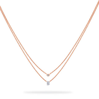 Layered Initial Necklace with Diamonds