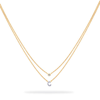 Layered Initial Necklace with Diamonds