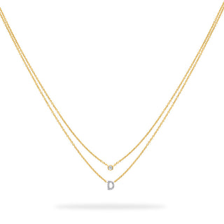 Layered Initial Necklace with Diamonds