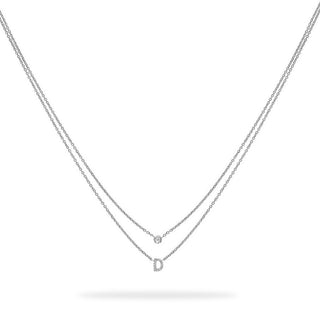 Layered Initial Necklace with Diamonds