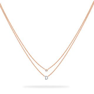 Layered Initial Necklace with Diamonds