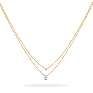 Layered Initial Necklace with Diamonds