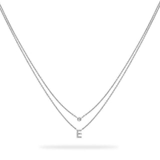 Layered Initial Necklace with Diamonds