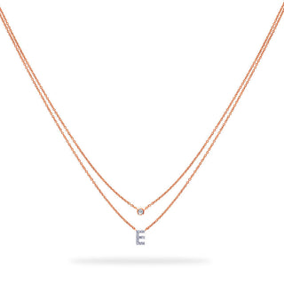 Layered Initial Necklace with Diamonds