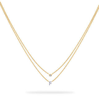 Layered Initial Necklace with Diamonds