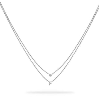 Layered Initial Necklace with Diamonds