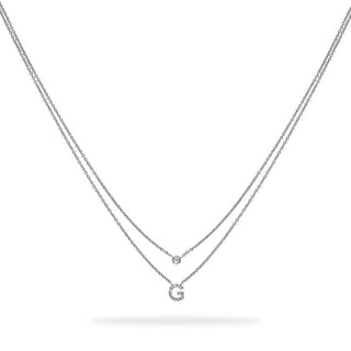 Layered Initial Necklace with Diamonds