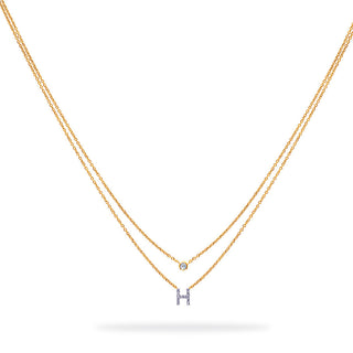 Layered Initial Necklace with Diamonds