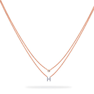 Layered Initial Necklace with Diamonds