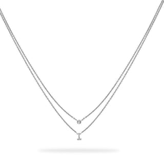 Layered Initial Necklace with Diamonds