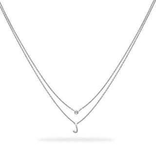 Layered Initial Necklace with Diamonds