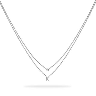 Layered Initial Necklace with Diamonds