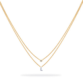 Layered Initial Necklace with Diamonds