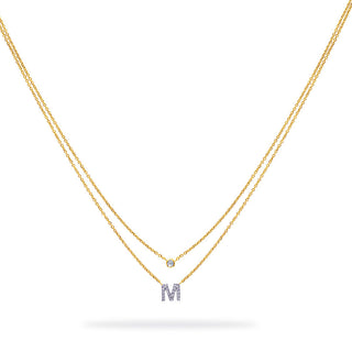 Layered Initial Necklace with Diamonds