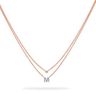 Layered Initial Necklace with Diamonds