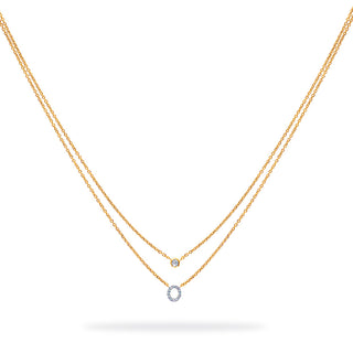 Layered Initial Necklace with Diamonds