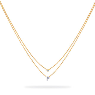 Layered Initial Necklace with Diamonds