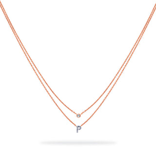 Layered Initial Necklace with Diamonds