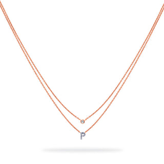Layered Initial Necklace with Diamonds