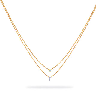 Layered Initial Necklace with Diamonds