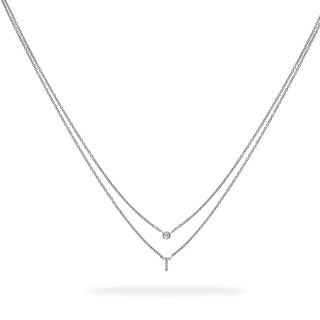 Layered Initial Necklace with Diamonds